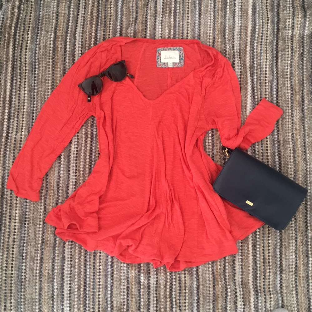 Anthropologie Godet coral swing tee